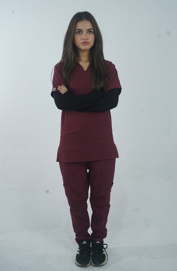 Midnight Maroon Elegance Scrubs