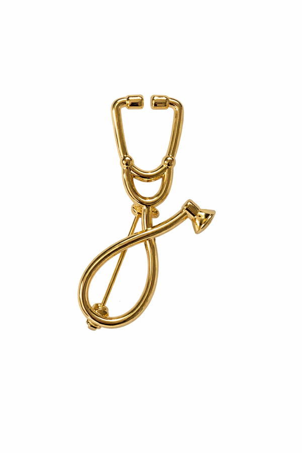 Golden Stethoscope Enamel Pin – Doctor & Nurse Brooch, Medical Accessory