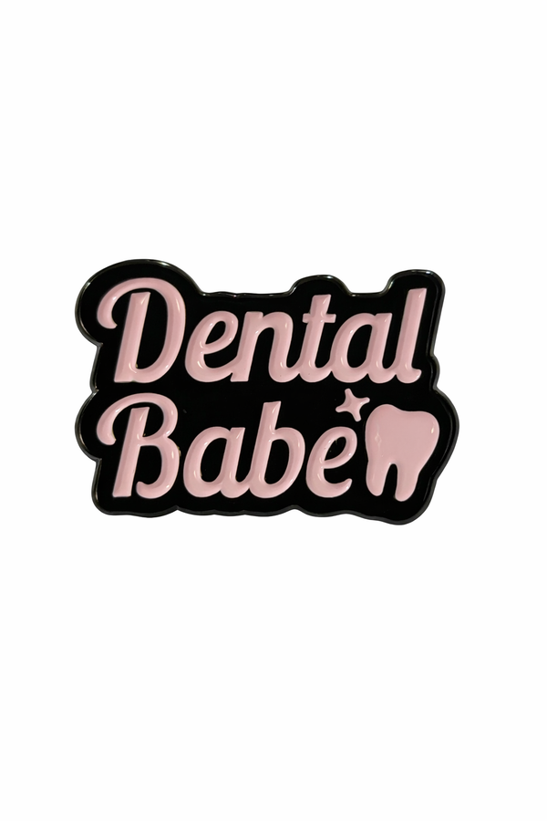 Dental Babe Enamel Pin – Cute Pink Dental Brooch for Dentists & Dental Students