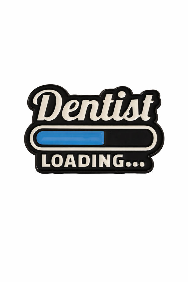Dentist Loading Enamel Pin – Funny Dental Brooch for Dentists & Students