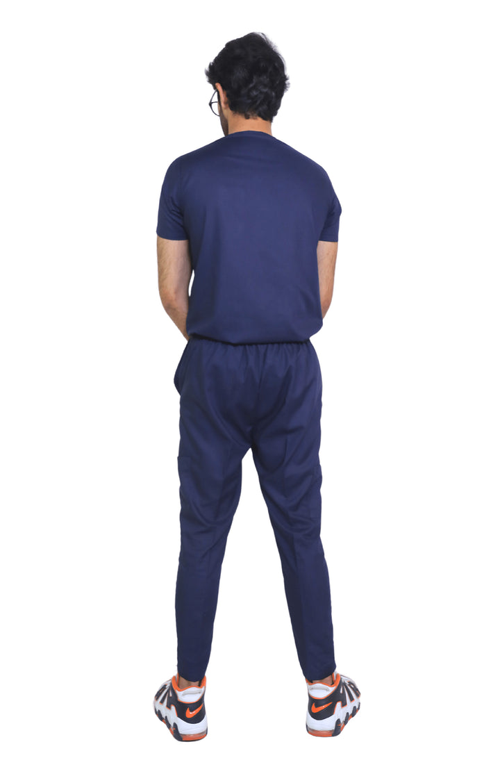 Medical professional wearing Scruby Hub Blue Cotton Scrub with comfortable fit