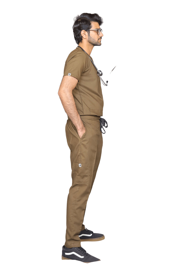 Male doctor wearing ScrubyHub’s Green Cotton Scrub with stethoscope around neck